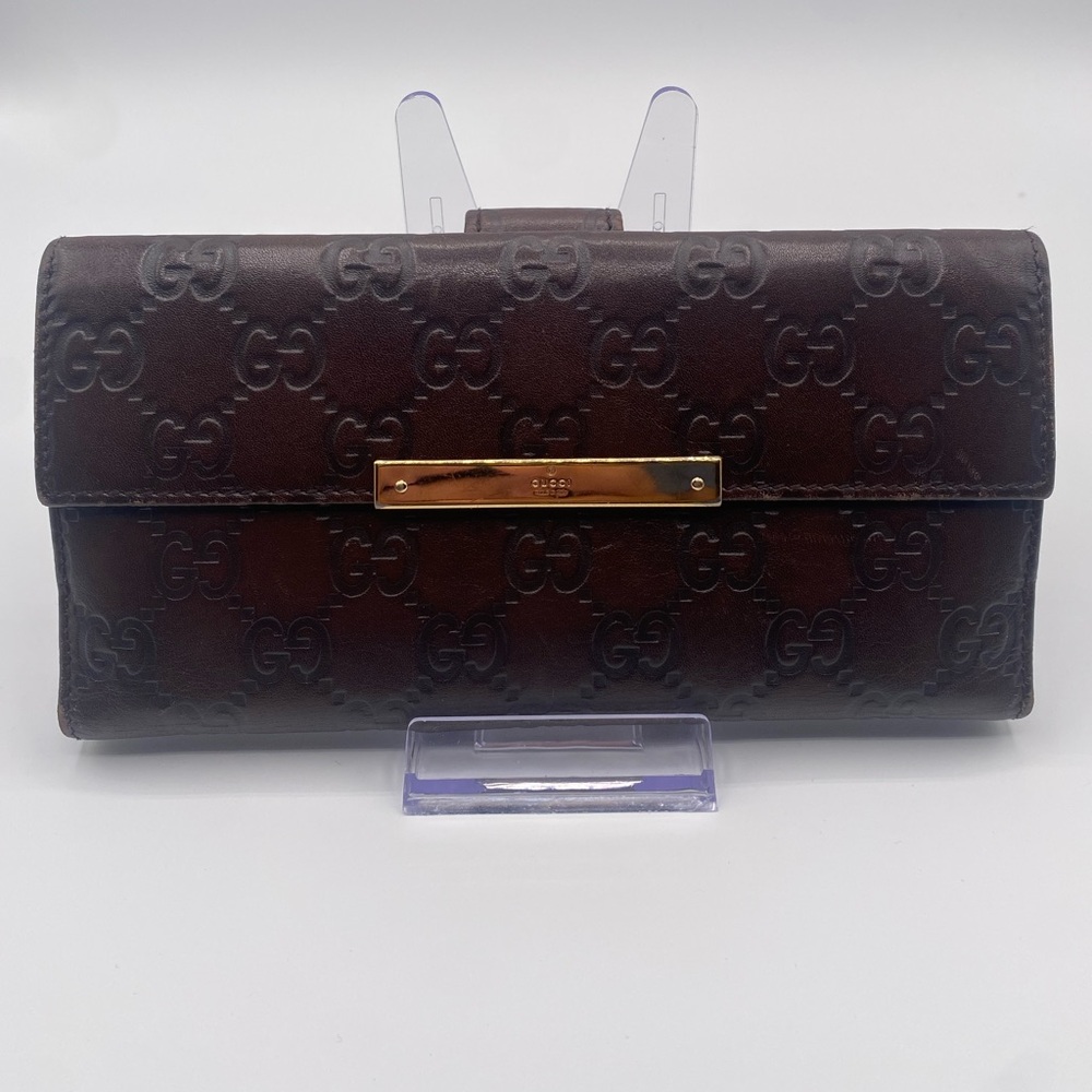 Gucci Margaux Calfskin Metal Bar Flip Wallet